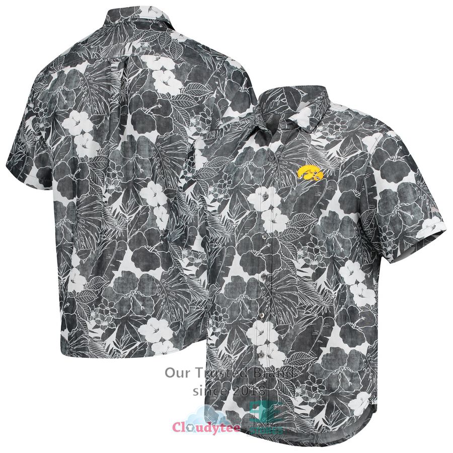 Iowa Hawkeyes Tellum and Chop Floral Black Hawaiian Shirt