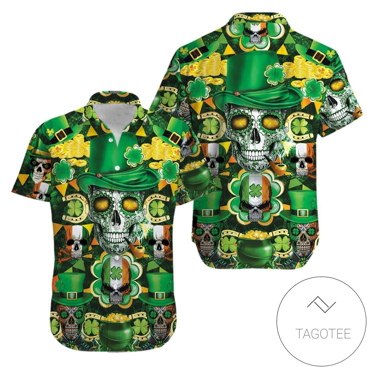 Irish Pride Happy St. Patrick’s Day Happy Skull Hawaiian Aloha Shirts