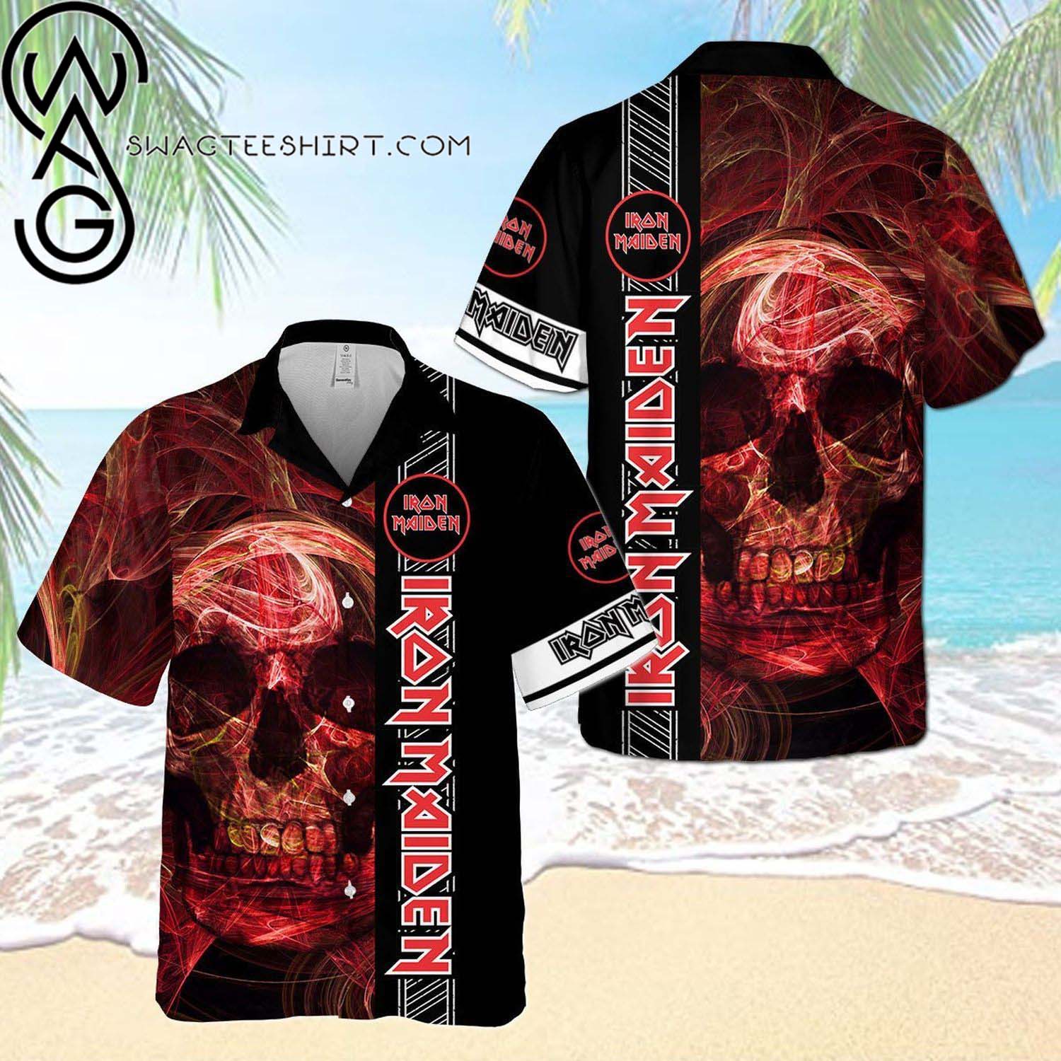 Iron Maiden Palm Tree All Over Print Summer Vacation Hawaiian Shirt