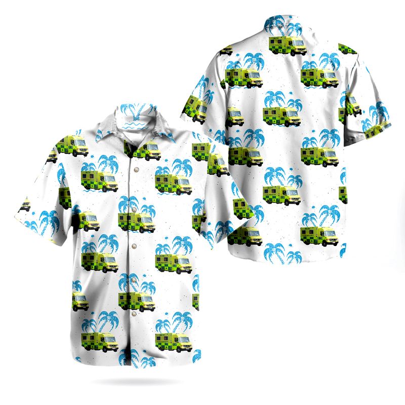 Isle of Wight NHS Trust Mercedes Sprinter Ambulance Hawaiian Shirt