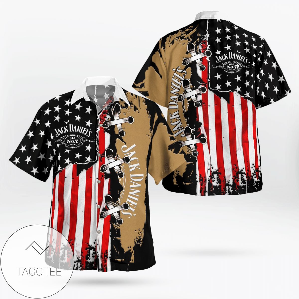 Jack Daniel’s All Over Print 3D Hawaiian Shirt – American Flag Color