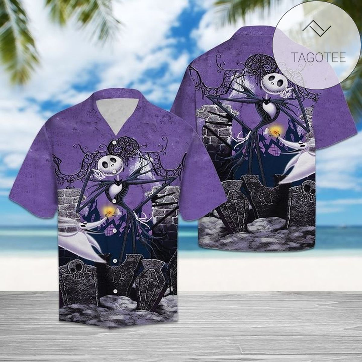 Jack Skellington For men And Women Graphic Print Short Sleeve Hawaiian Casual Shirt