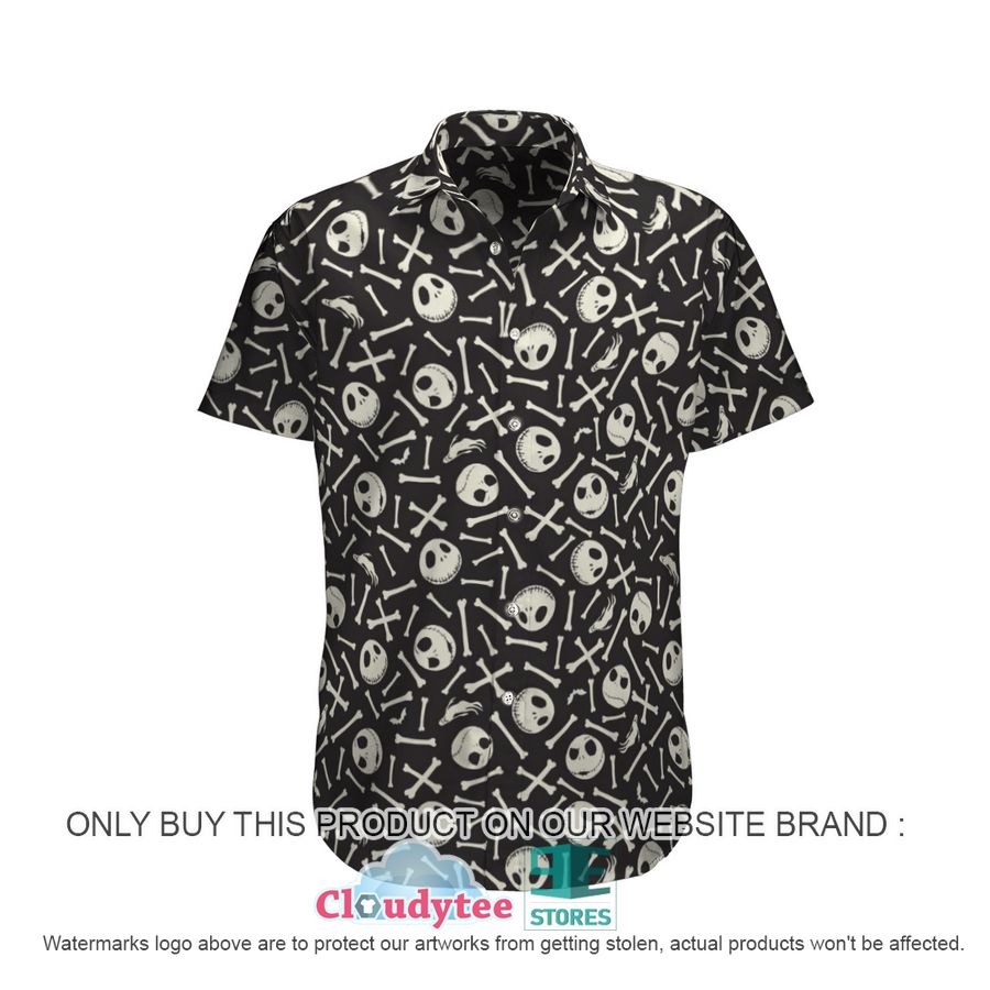 Jack Skellington Hibiscus Navy Hawaiian Shirt