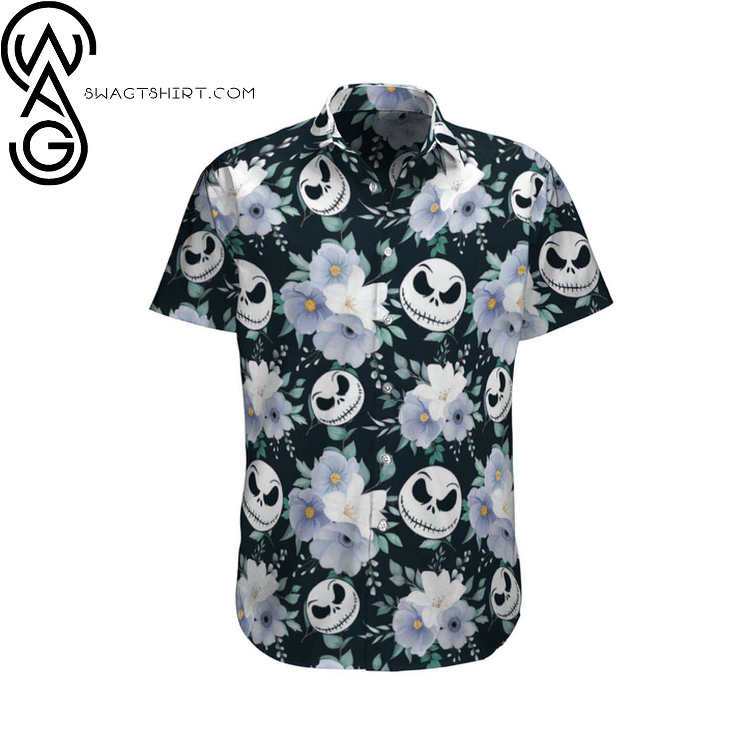 Jack Skellington Floral Tropical Full Printing Summer Hawaiian Shirt