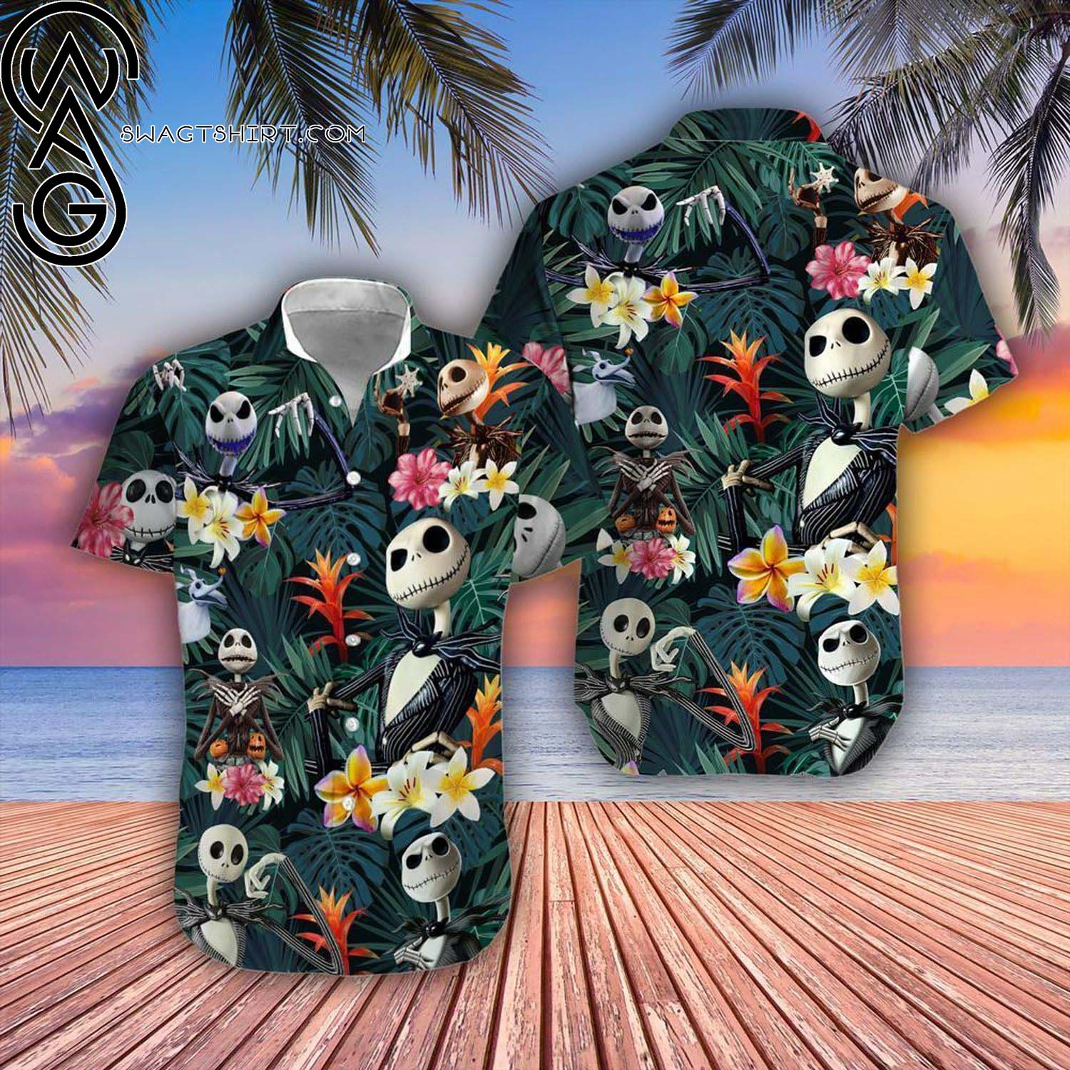 Jack Skellington Cartoon Graphic Summer Hawaiian Shirt