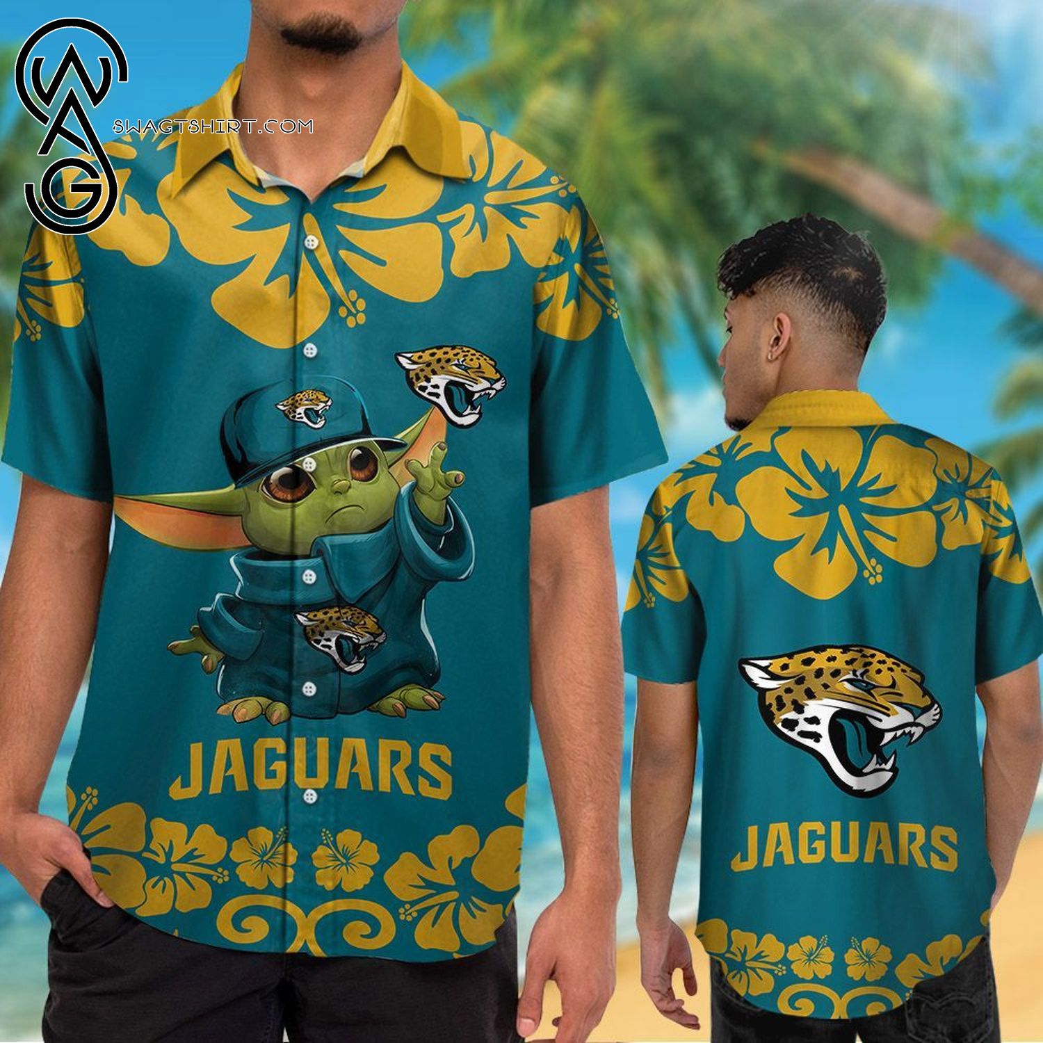 Jacksonville Jaguars All Over Print Hawaiian Shirt And Beach Shorts