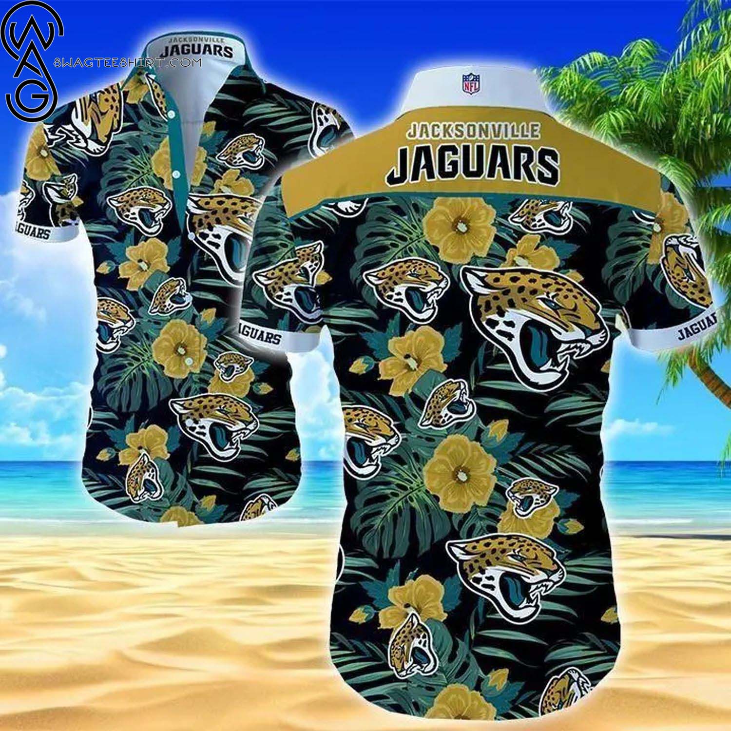 Jacksonville Jaguars Flower And Logo Summer Aloha Hawaiian Shirt