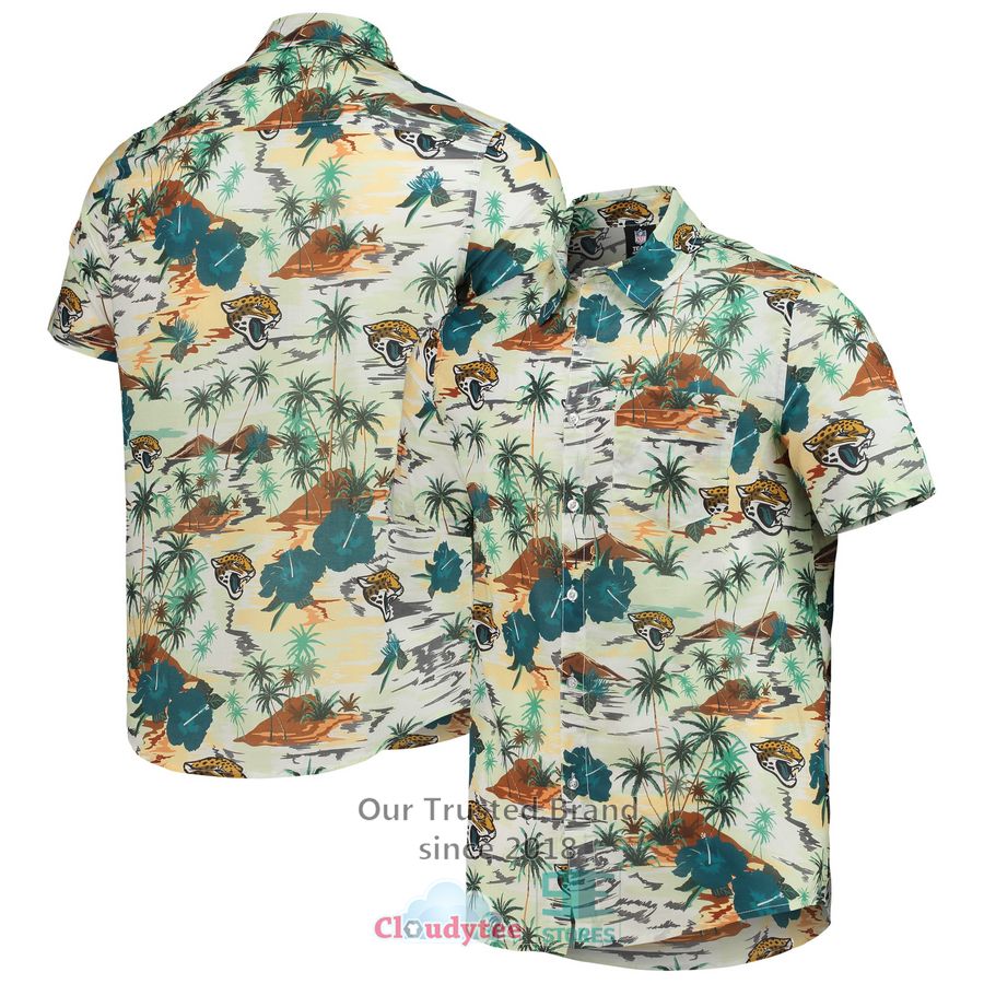 Jacksonville Jaguars FOCO Paradise Floral Cream Hawaiian Shirt