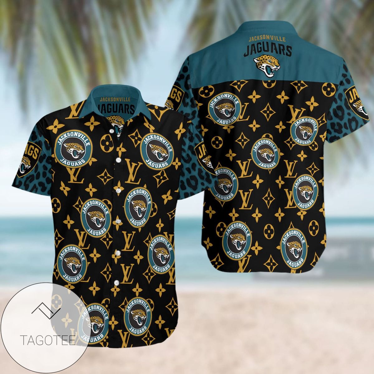 Jacksonville Jaguars Authentic Hawaiian Shirt 2022 Tropical Flower Short Sleeve Slim Fit Body