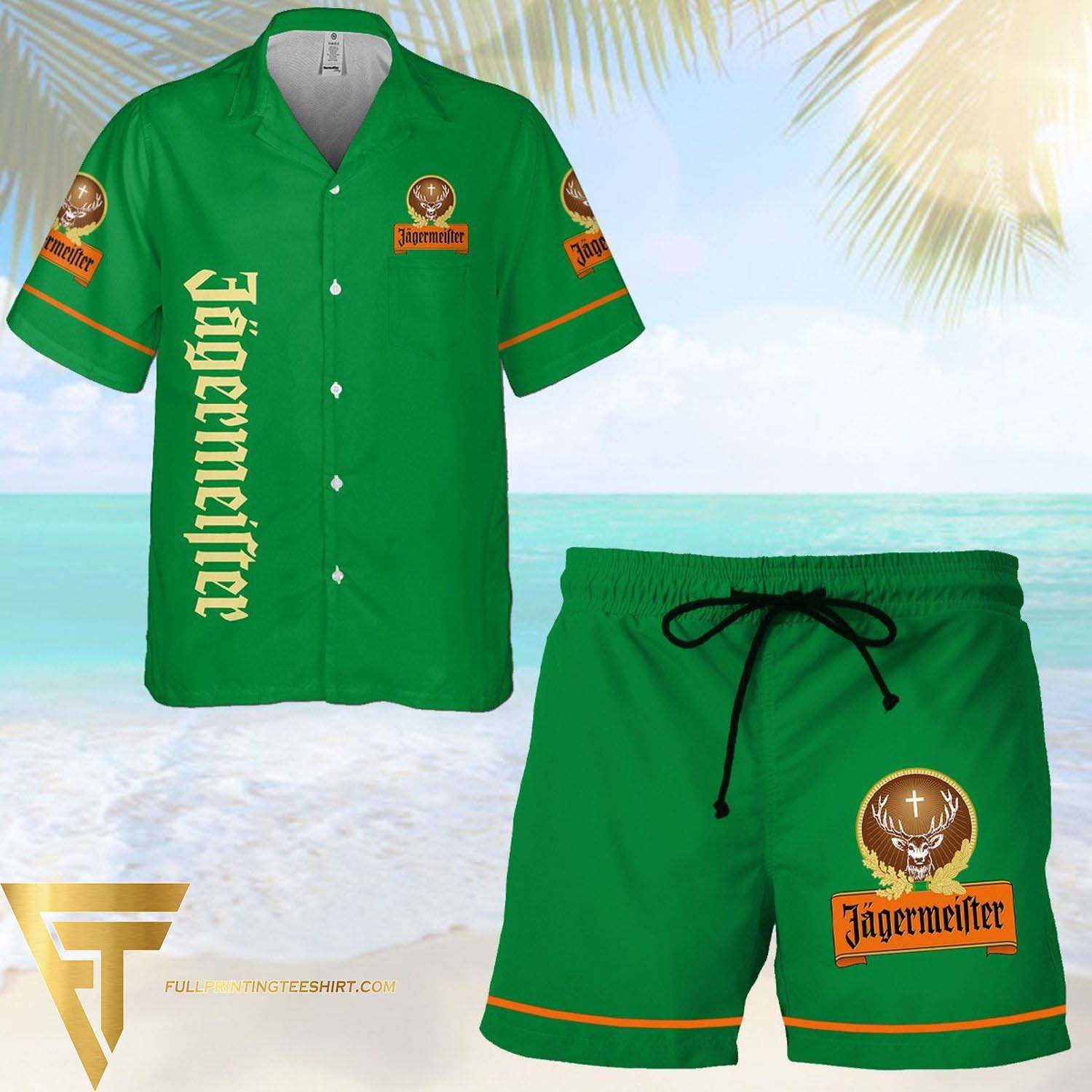 Jagermeister All Over Print Summer Combo Hawaiian Shirt And Beach Shorts