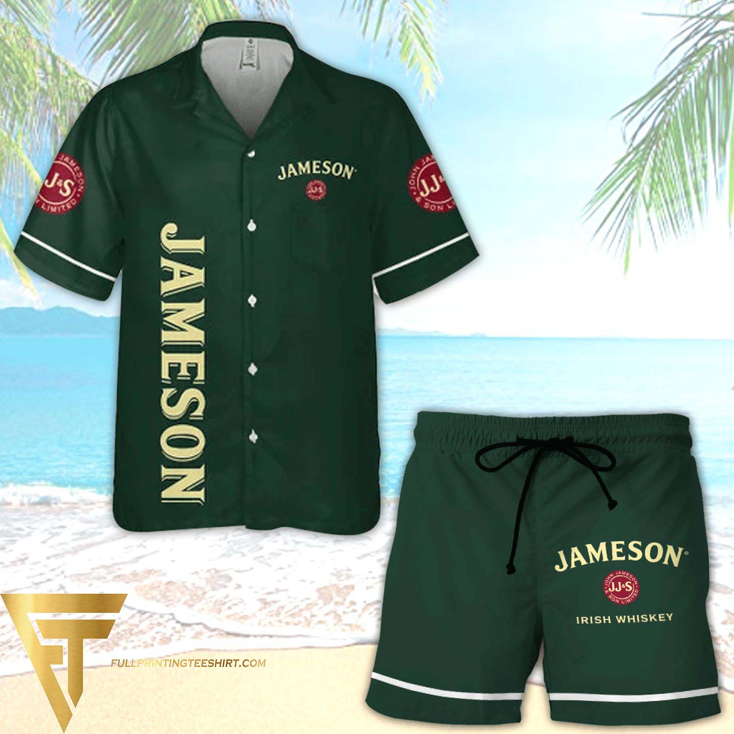 Jameson All Over Print Summer Combo Hawaiian Shirt And Beach Shorts