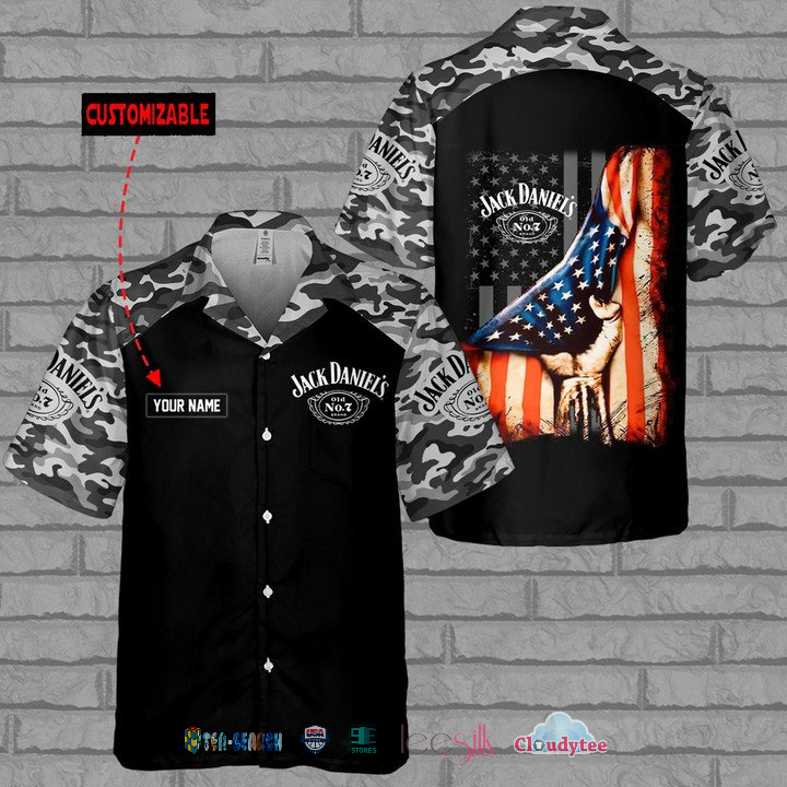 Jameson American Flag Custom Name Hawaiian Shirt