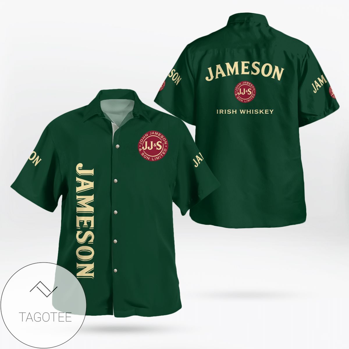 Jameson Irish Whiskey All Over Print 3D Hawaiian Shirt – Dark Green