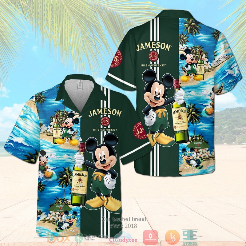 Jameson Irish Whiskey Mickey Mouse on the beach 3d Hawaiian Shirt, Short