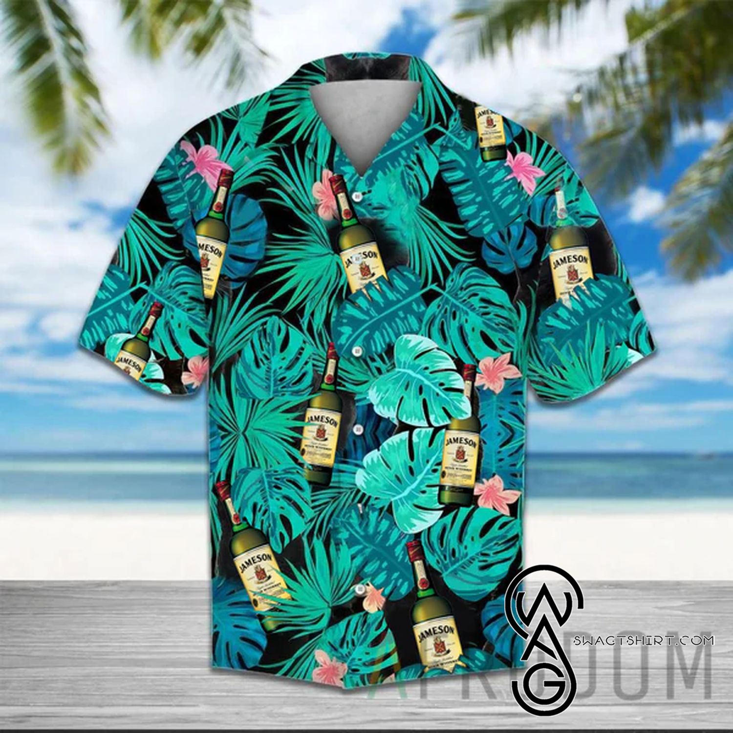 Jameson Irish Whiskey Skull All Over Print Summer Vacation Hawaiian Shirt