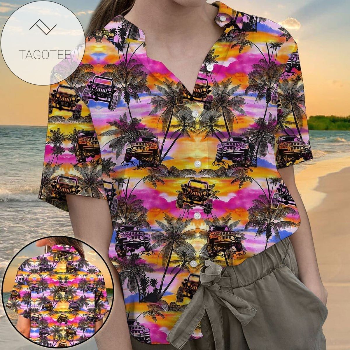 Jeep Beach All Over Print 3D Unisex Hawaiian Shirt And Beach Short