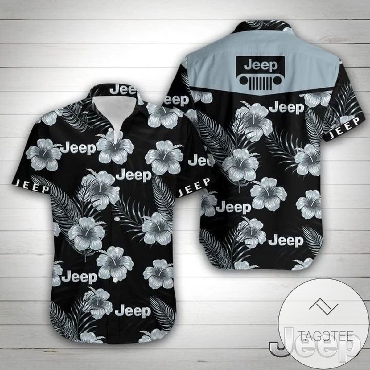 Jeep Hibiscus Black Unisex Hawaiian Aloha Shirts