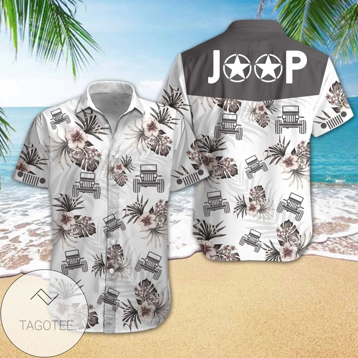 Jeep Hawaiian Graphic Print Short Sleeve Hawaiian Casual Shirt