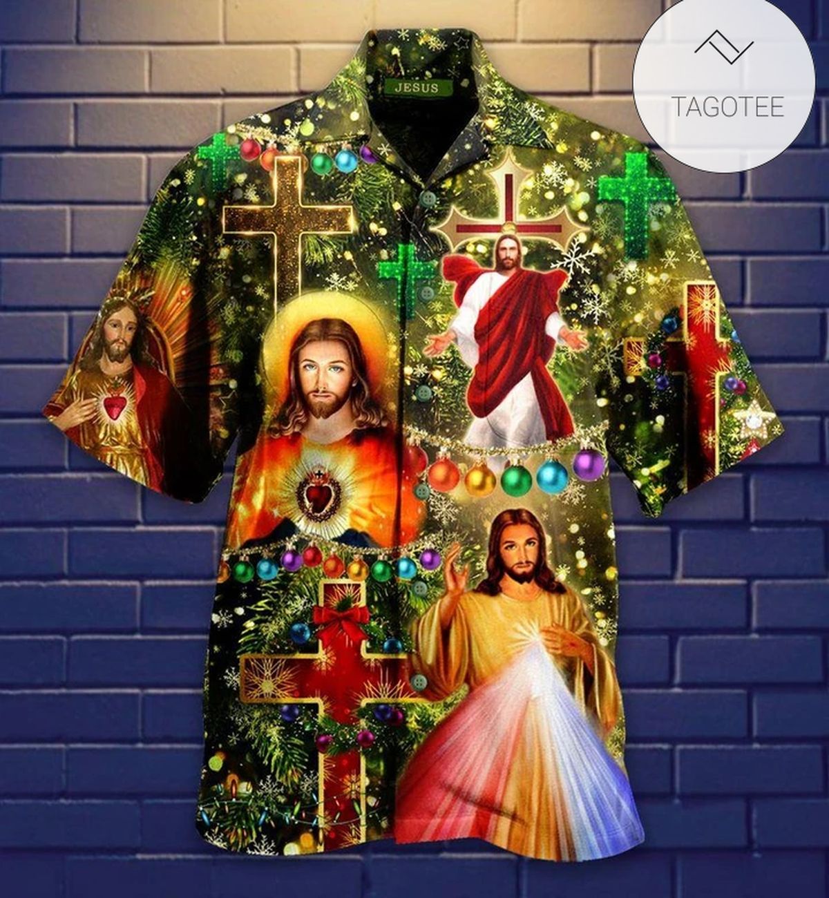 Jesus Hawaiian Shirt Jesus Holy Light Angels Black Hawaii Aloha Shirt