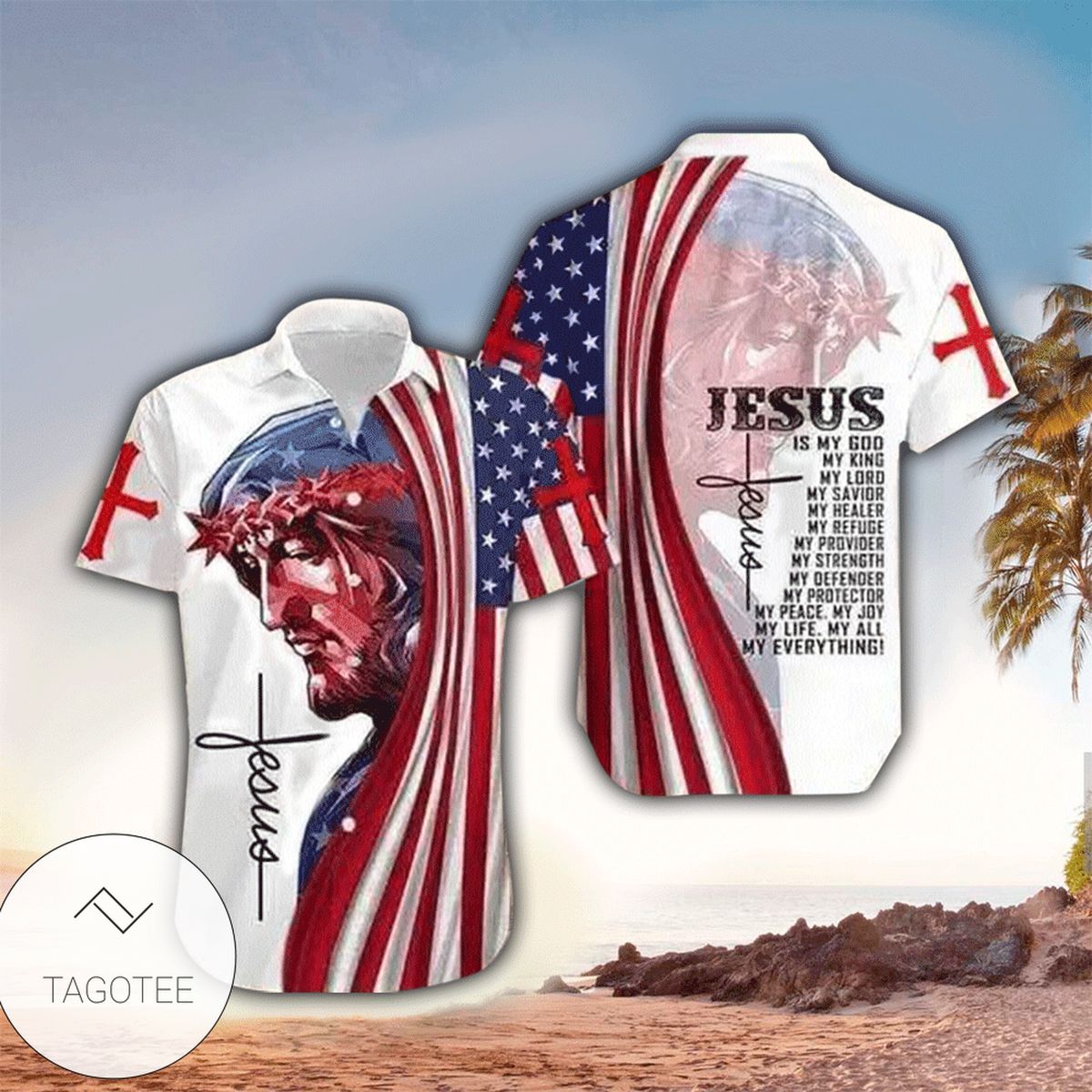 Jesus In Heart Red Hawaiian Shirt