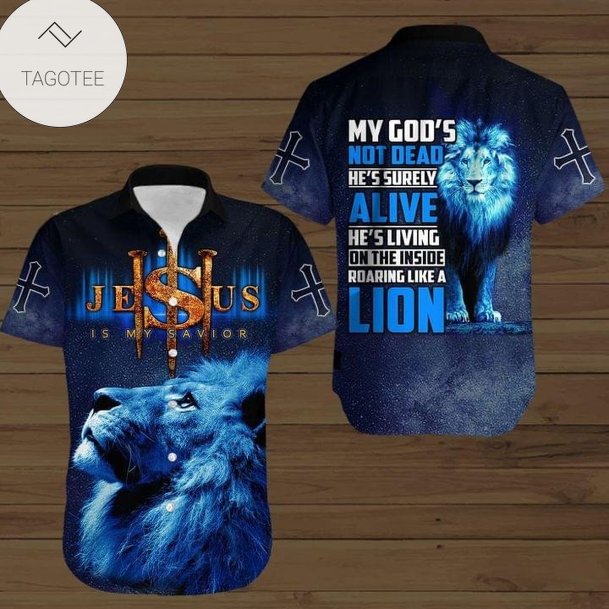 Jesus Is My Savior Three Nails Black Lion Hawaiian Shirt