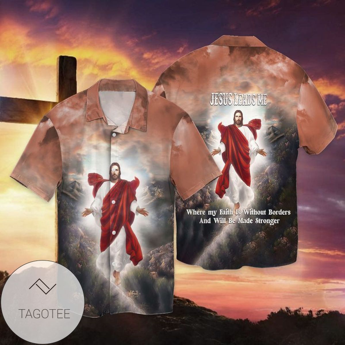 Jesus Let Your Faith Be Bigger Than Your Fear Hawaiian Graphic Print Short Sleeve Hawaiian Casual Shirt