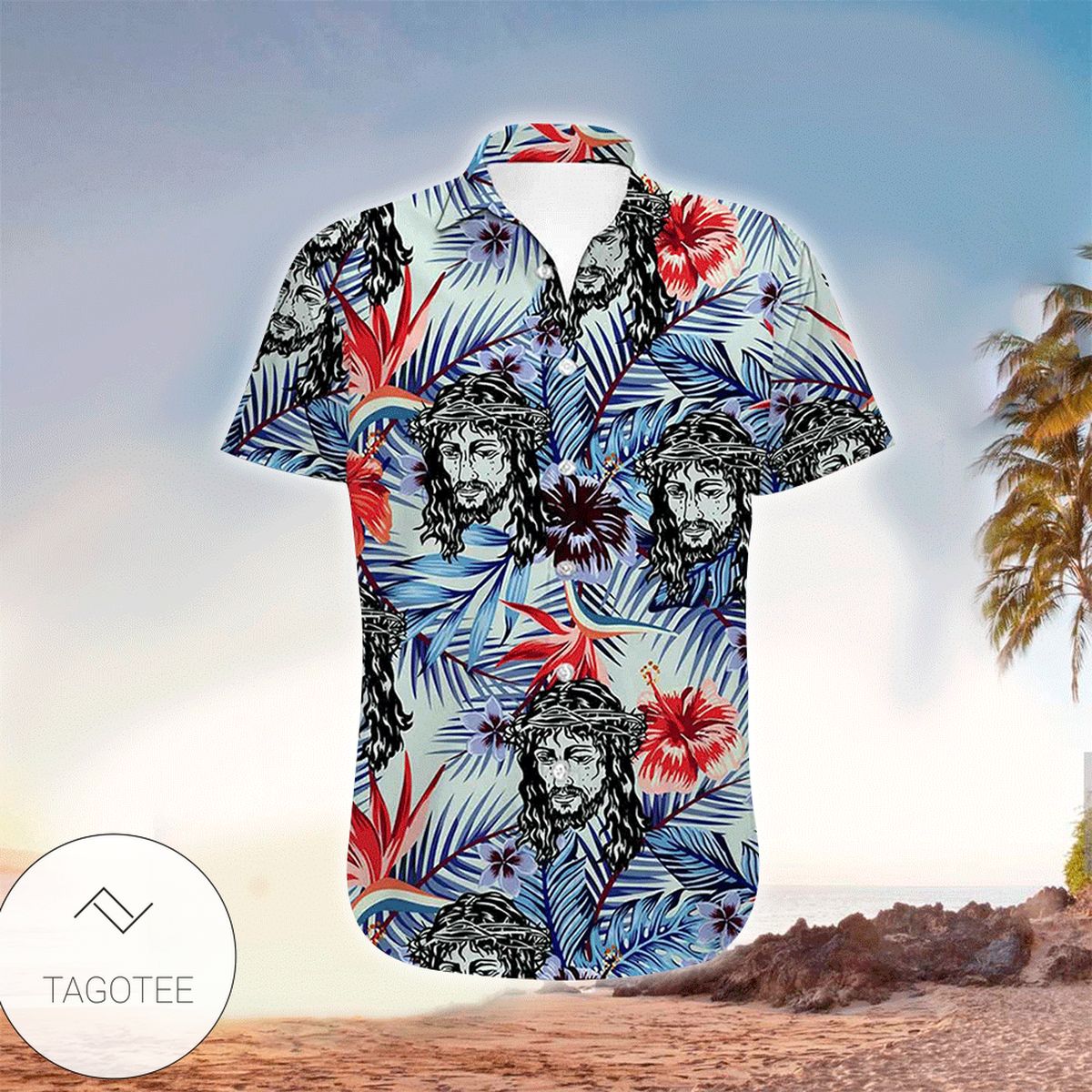 Jesus Surfing Summer Tropical 2022 Authentic Hawaiian Shirts