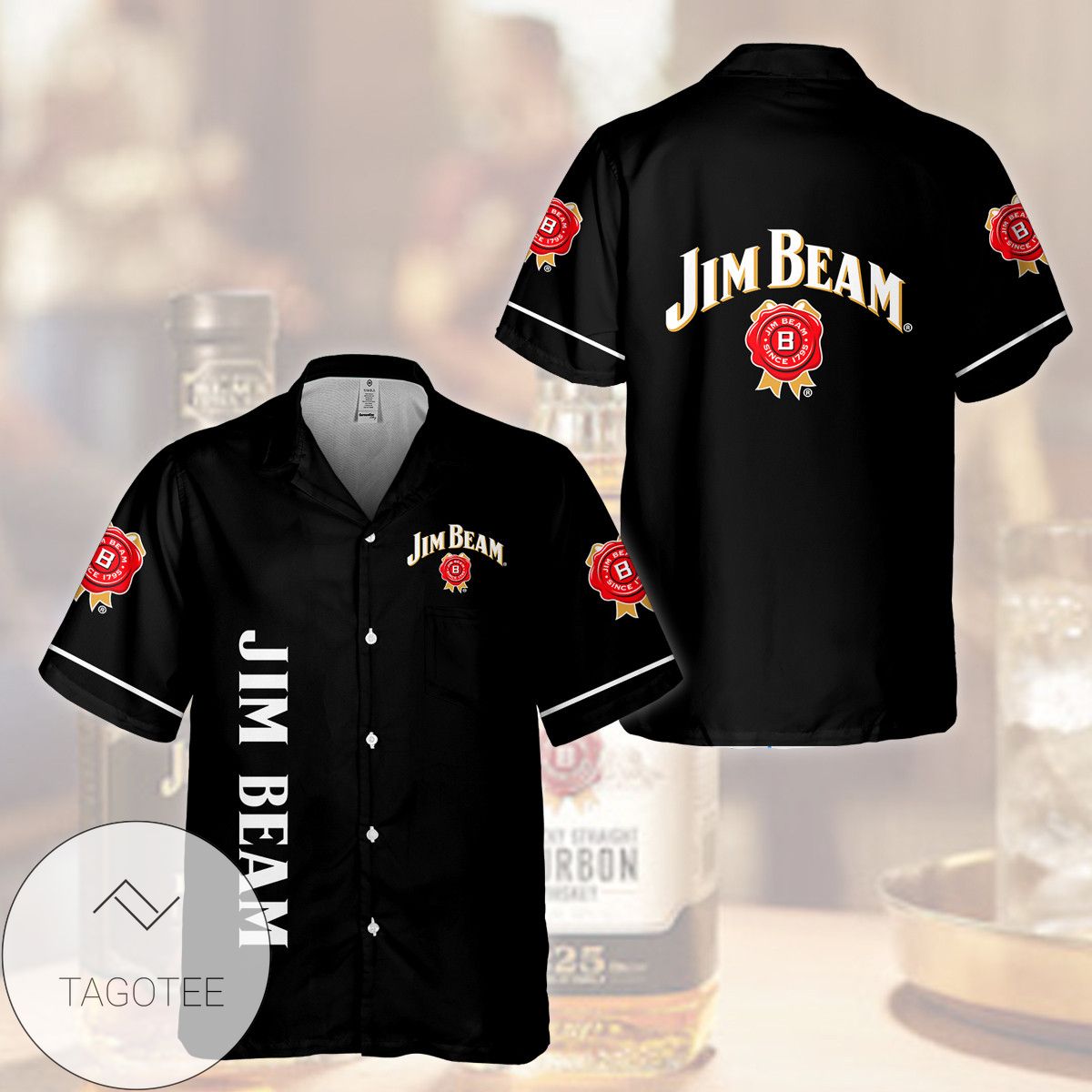 Jim Beam Bottle Seamless Pattern All Over Print 3D Hawaiian Shirt And Beach Short