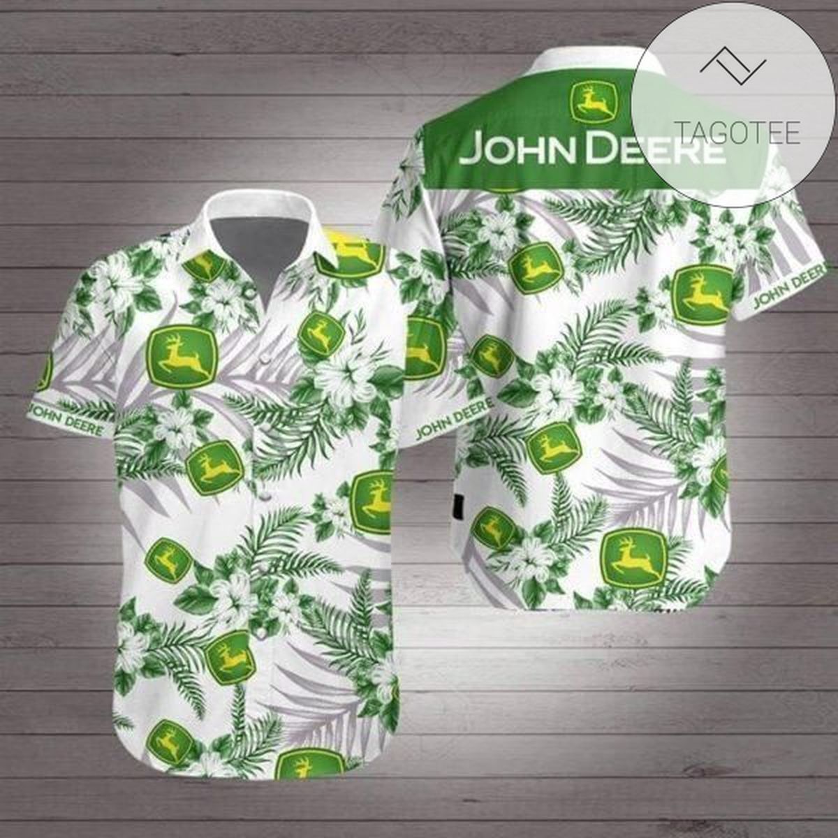 John Deere Authentic Hawaiian Shirt 2022 White Men Women Beach Wear Short Sleeve Authentic Hawaiian Shirt 2022