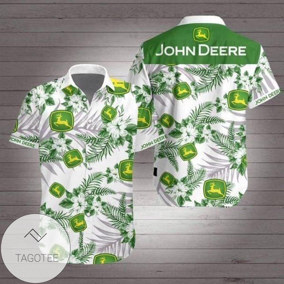 John Deere Authentic Hawaiian Shirt 2022 White Men Women Beach Wear Short Sleeve Authentic Hawaiian Shirt 2022