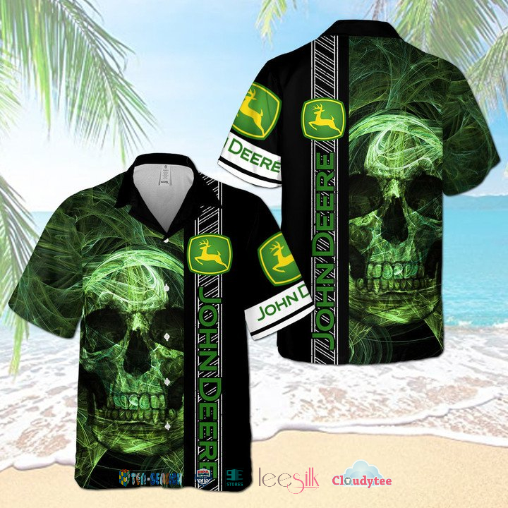 John Deere Smoke Skull Hawaiian Shirt