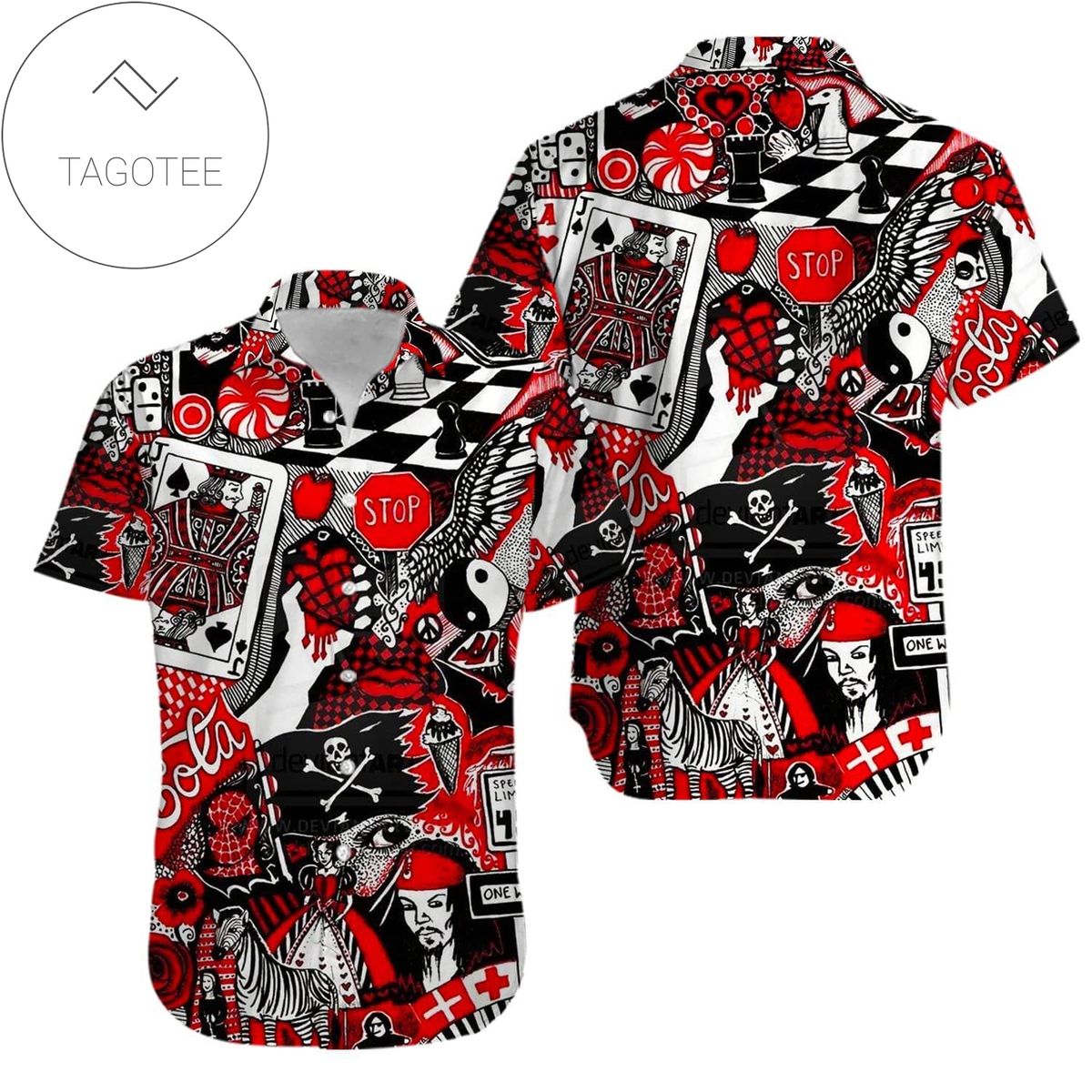 Joker Aloha Hawaiian Graphic Print Short Sleeve Hawaiian Casual Shirt