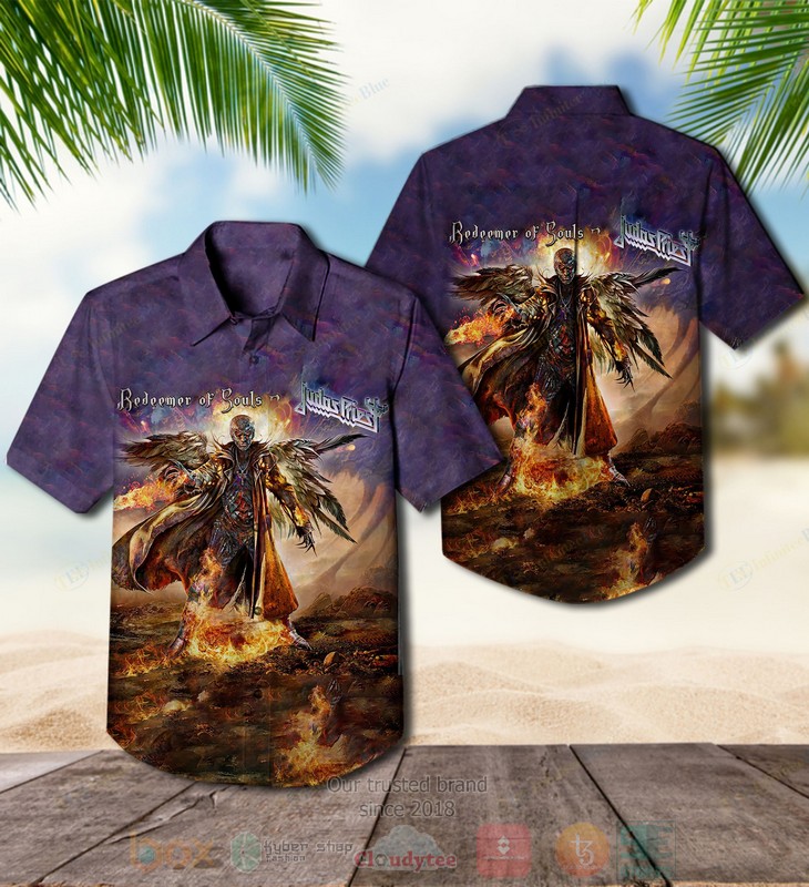 Judas Priest Band Point Of Entry Black Hawaiian Shirt