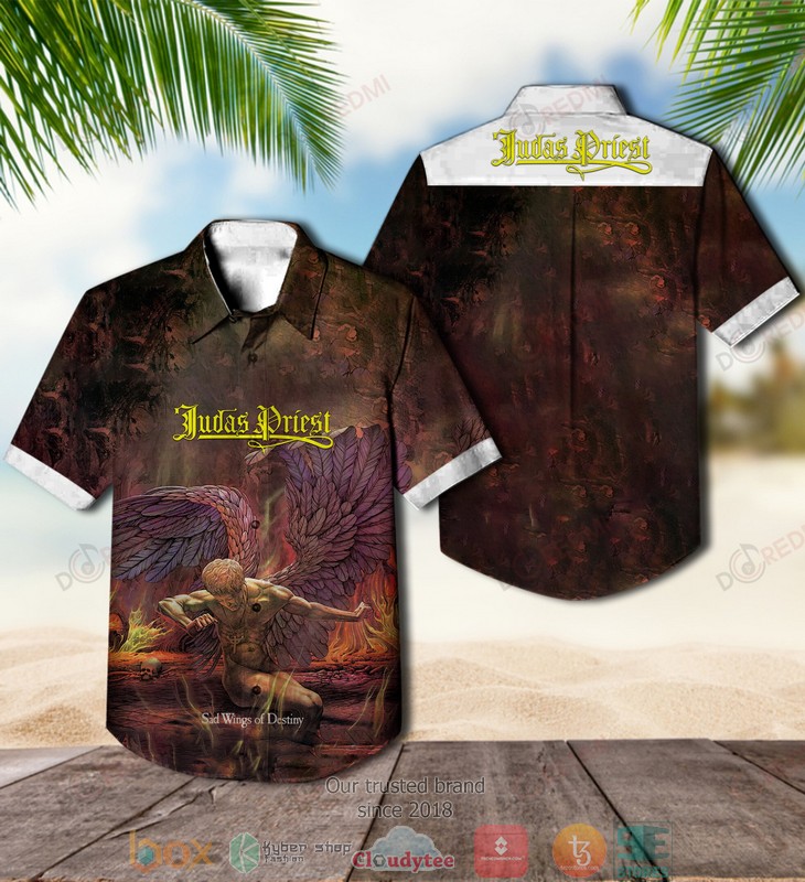 Judas Priest Band Point Of Entry Black Hawaiian Shirt