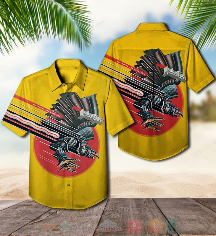 Judas Priest Band Screaming For Vengeance Yellow Hawaiian Shirt