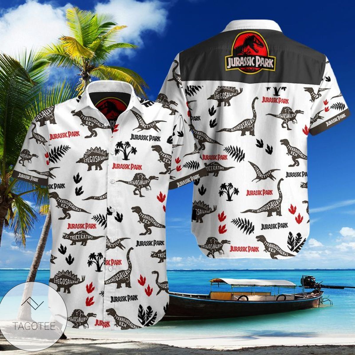 Jurassic Park All Over Print 3D Summer Short Sleeve Hawaiian Beach Shirt