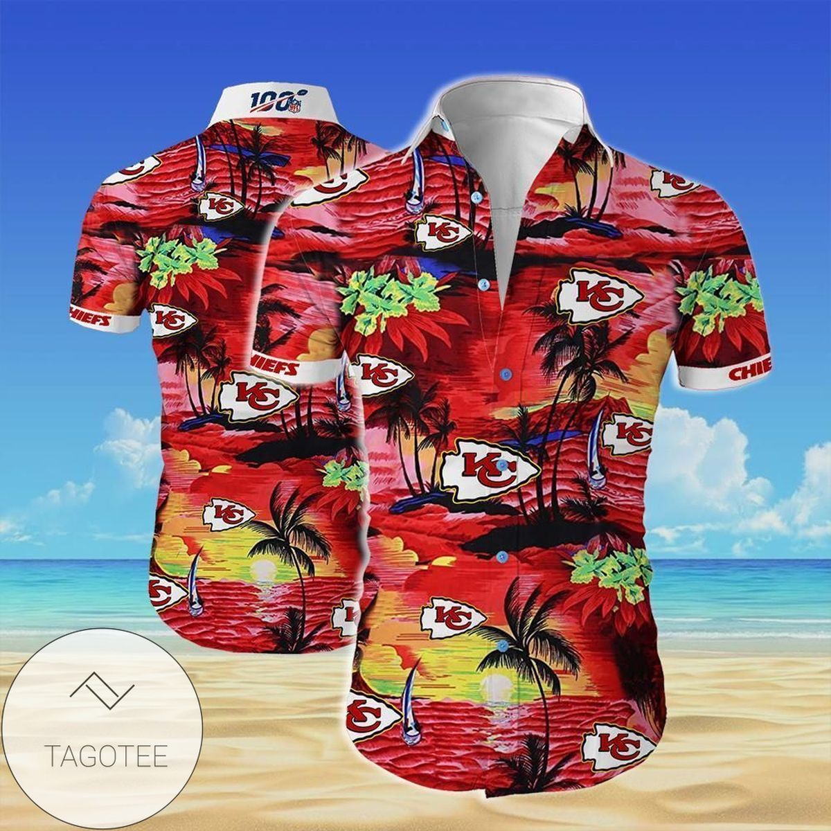 Kansas City Chiefs Coconut Tree Hawaiian Shirt 3d