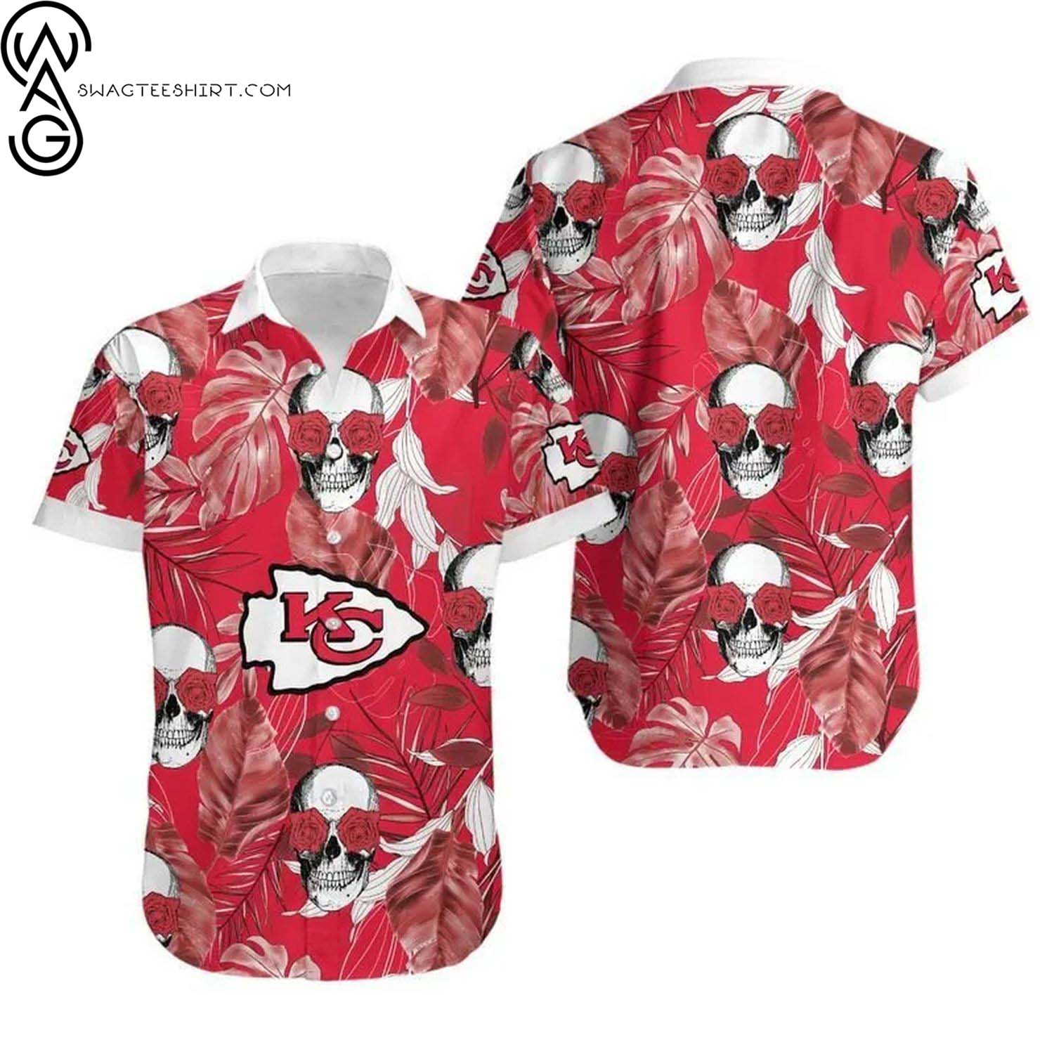 Kansas City Chiefs And Skull Tropical Summer Aloha Hawaiian Shirt