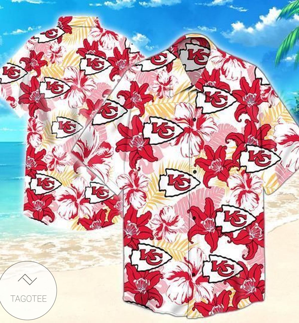 Kansas City Chiefs Coconut Tree Hawaiian Shirt 3d