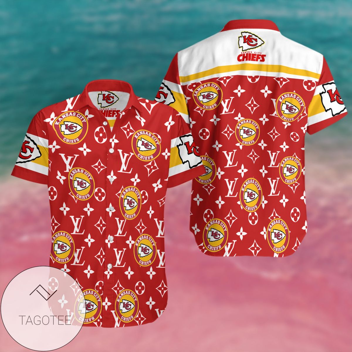 Kansas City Chiefs Nfl Mens Hawaiian Button Up Shirt