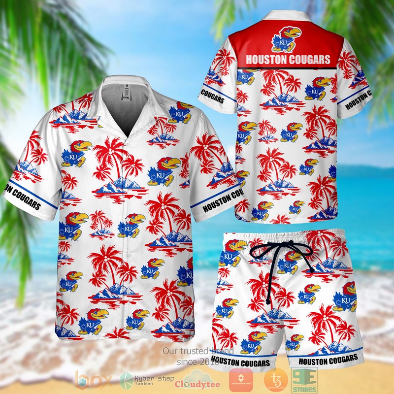 Kansas Jayhawks Tommy Bahama Forest Fronds Oatmeal Hawaiian Shirt