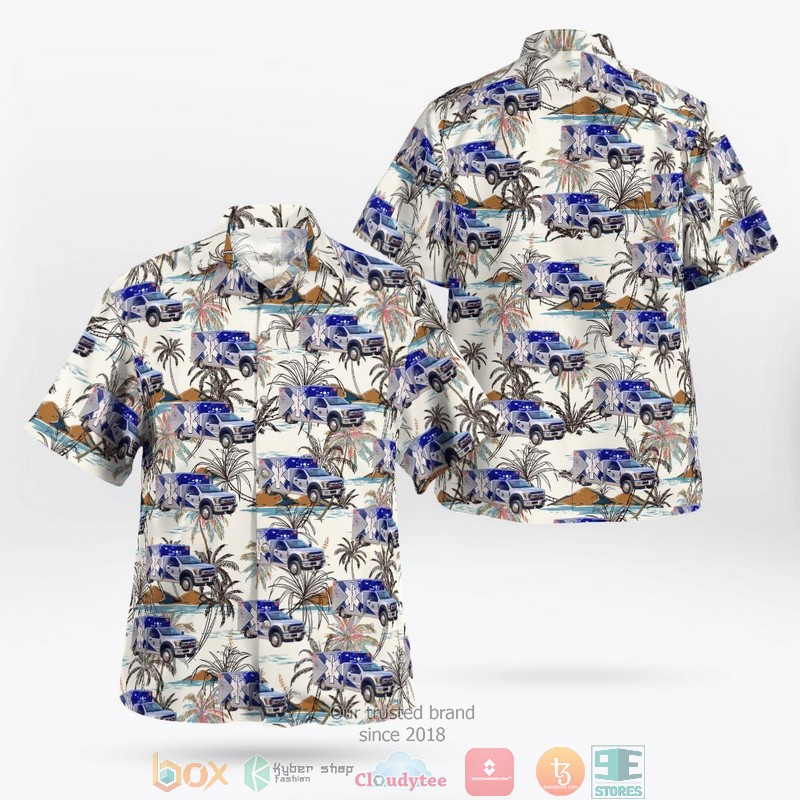 Kansas Sedgwick County EMS blue Hawaiian Shirt