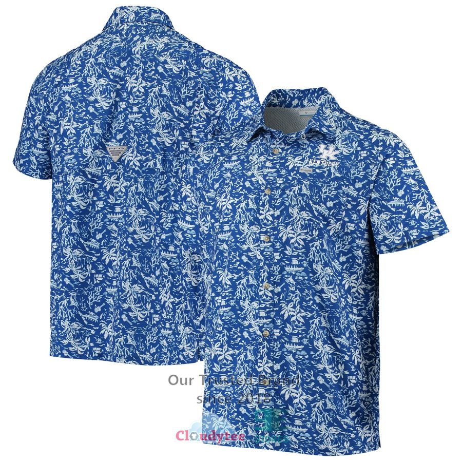 Kentucky Wildcats Wes & Willy Floral Royal Hawaiian Shirt