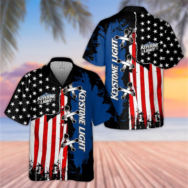 Keystone Light Palm Tree Hawaiian Shirt