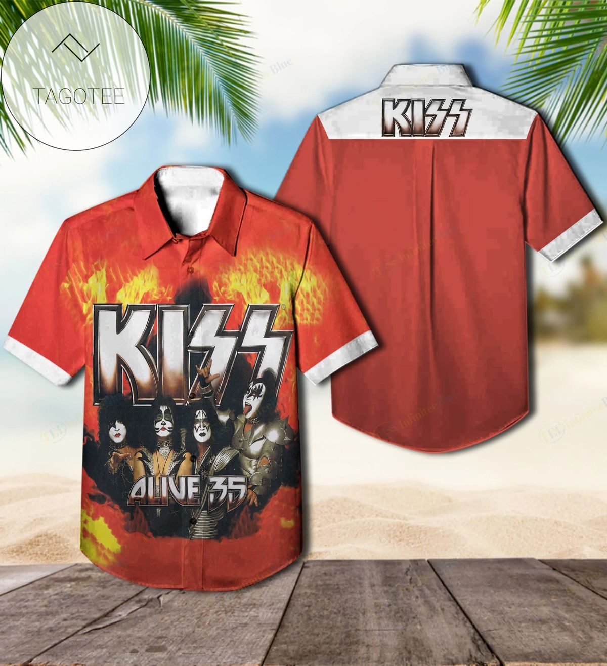 Kiss Band Printed Hawaiian Shirt