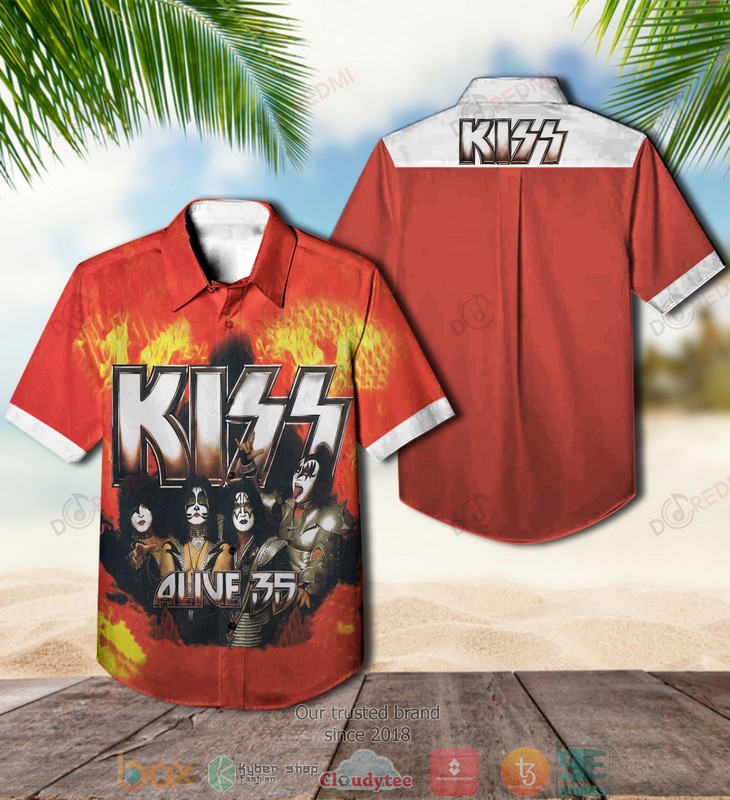 Kiss Band Alive II Short Sleeve Hawaiian Shirt