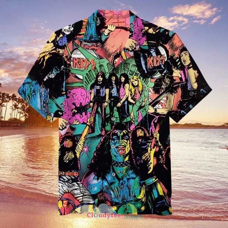 Kiss Band cartoon black Hawaiian Shirt