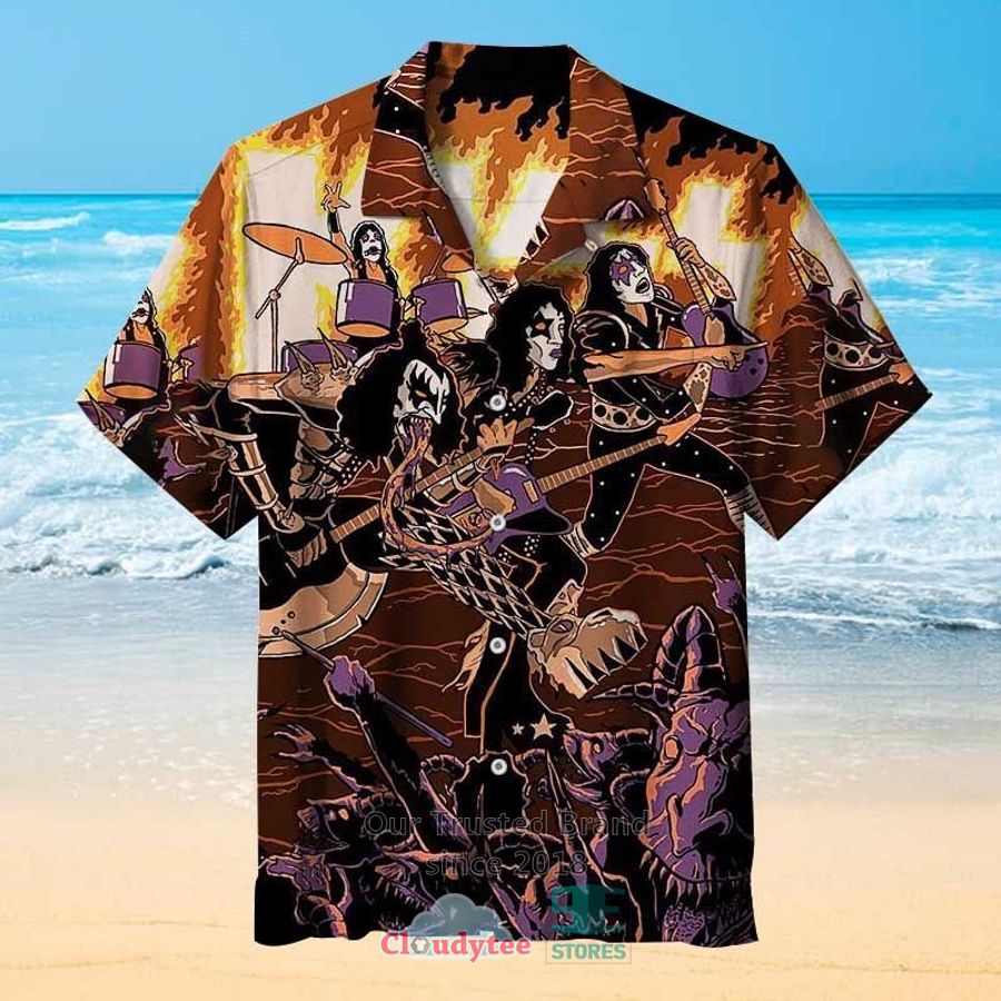 Kiss Band cartoon red Hawaiian Shirt