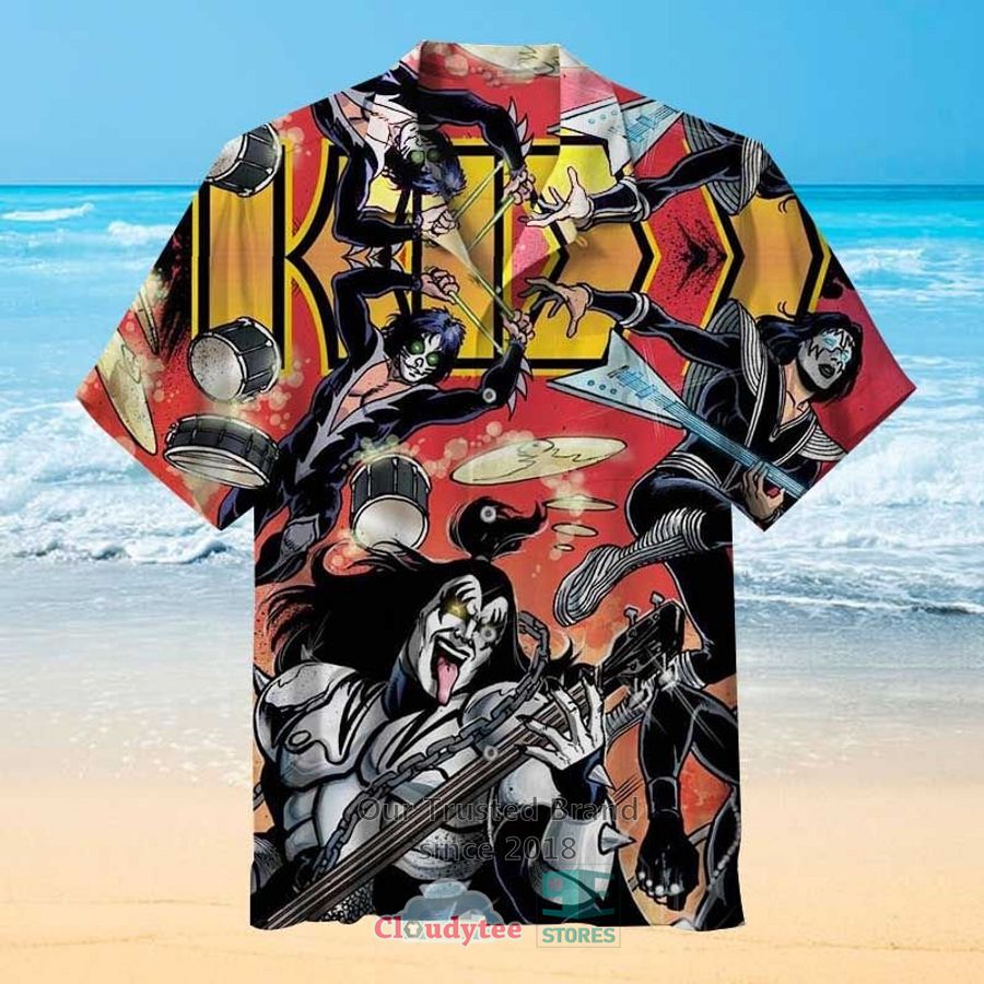 Kiss Band cartoon red Hawaiian Shirt