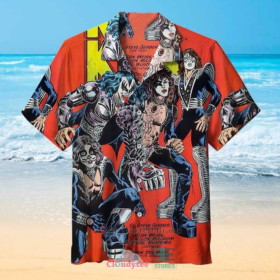 Kiss Band cartoon Fire Hawaiian Shirt